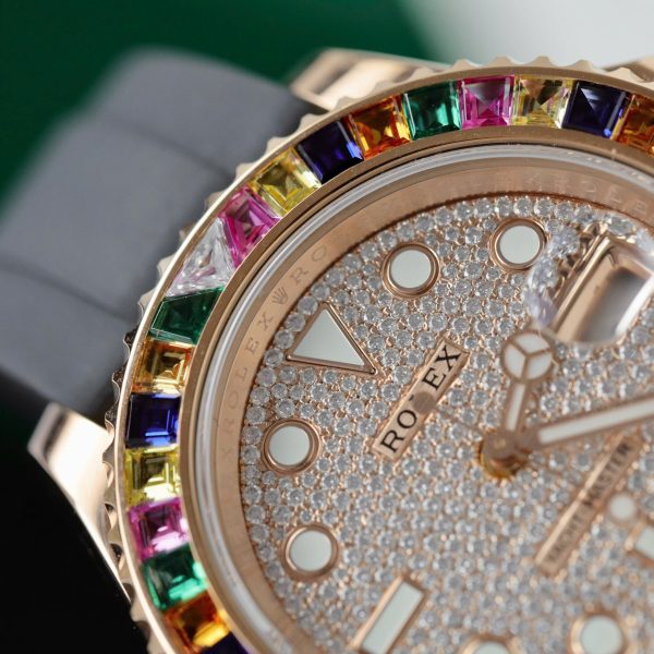 Rolex Yacht-Master Best Replica Watch Gold Wrapped + Moissanite Diamonds Hong Kong 40mm (2)