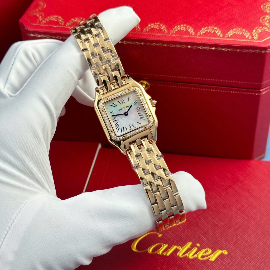 Cartier Panthere Rose Gold Replica 11 Watch Dial Mother Of Pearl AF Factory 27x36mm (2)