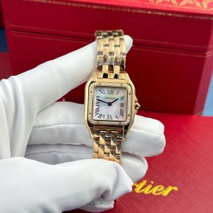 Cartier Panthere Rose Gold Replica 11 Watch Dial Mother Of Pearl AF Factory 27x36mm (2)