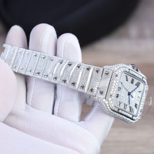 Cartier Santos Best Replica Watch Custom Moissanite Diamonds Hong Kong 39 (2)