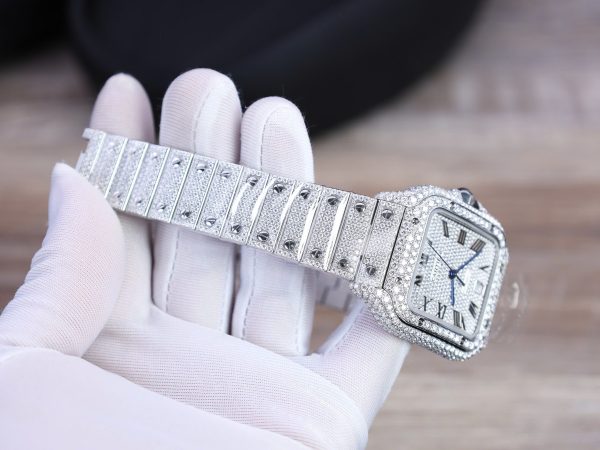 Cartier Santos Best Replica Watch Custom Moissanite Diamonds Hong Kong 39 (2)