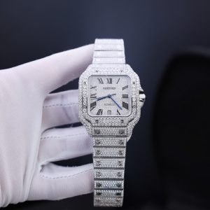 Cartier Santos Best Replica Watch Custom Moissanite Diamonds Hong Kong 39 (2)