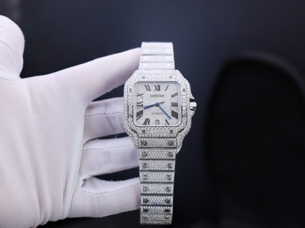 Cartier Santos Best Replica Watch Custom Moissanite Diamonds Hong Kong 39 (2)