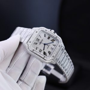 Cartier Santos Best Replica Watch Custom Moissanite Diamonds Hong Kong 39 (2)