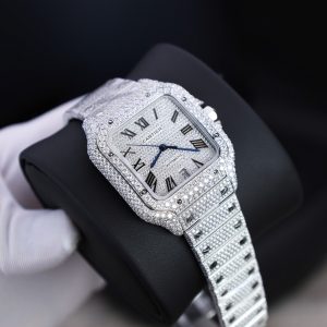 Cartier Santos Best Replica Watch Custom Moissanite Diamonds Hong Kong 39 (2)