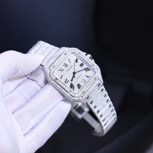 Cartier Santos Best Replica Watch Custom Moissanite Diamonds Hong Kong 39 (2)