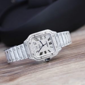 Cartier Santos Best Replica Watch Custom Moissanite Diamonds Hong Kong 39 (2)