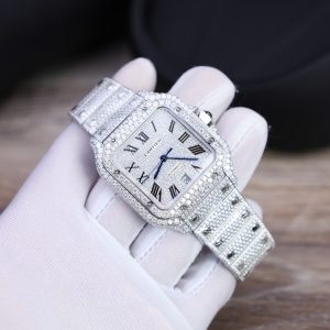 Cartier Santos Best Replica Watch Custom Moissanite Diamonds Hong Kong 39 (2)