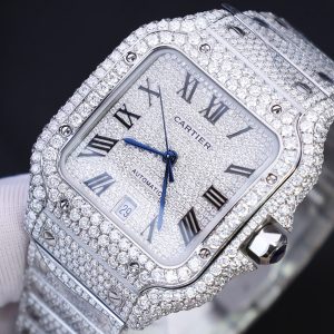 Cartier Santos Best Replica Watch Custom Moissanite Diamonds Hong Kong 39 (2)