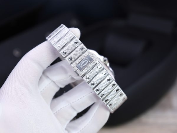 Cartier Santos Best Replica Watch Custom Moissanite Diamonds Hong Kong 39 (2)