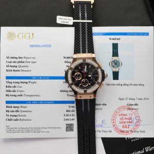 Hublot Replica Watch Big Bang Chronograph King Gold Black Dial Custom Moissanite Diamonds 44mm (2)