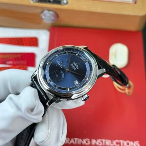 Omega De Ville Prestige Power Reserve Replica 11 Watch Blue Dial Leather Strap 39 (2)