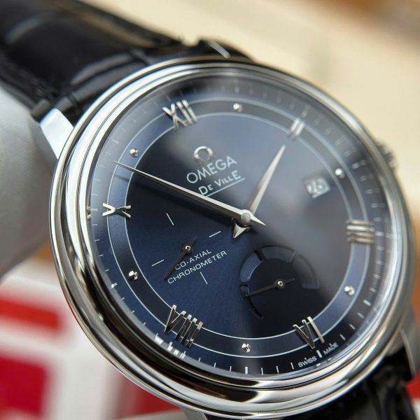 Omega De Ville Prestige Power Reserve Replica 11 Watch Blue Dial Leather Strap 39 (2)