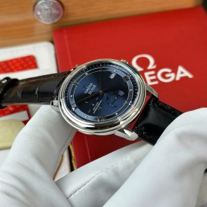 Omega De Ville Prestige Power Reserve Replica 11 Watch Blue Dial Leather Strap 39 (2)