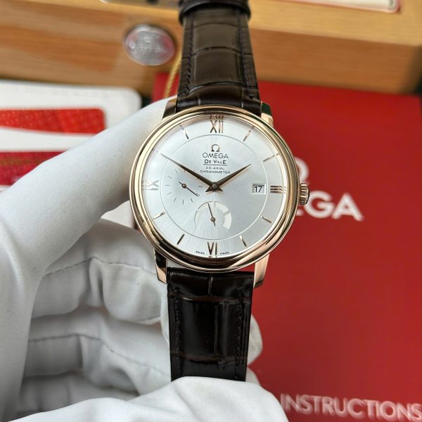 Omega De Ville Prestige Power Reserve Rose Gold Replica 11 Watch Leather Strap 39 (2)