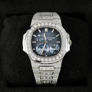 Patek Philippe Nautilus 5724 Replica Watch Custom Moissanite Diamonds Baguette PPF 40mm (2)