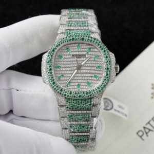 Patek Philippe Nautilus Ladies 7118 Best Replica Watch Custom Moissanite Diamonds 35 (2)