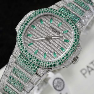 Patek Philippe Nautilus Ladies 7118 Best Replica Watch Custom Moissanite Diamonds 35 (2)