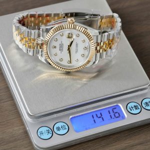 Rolex DateJust Best Replica Watch Mother Of Pearl Dial Custom Gold Wrapped 41mm (2)