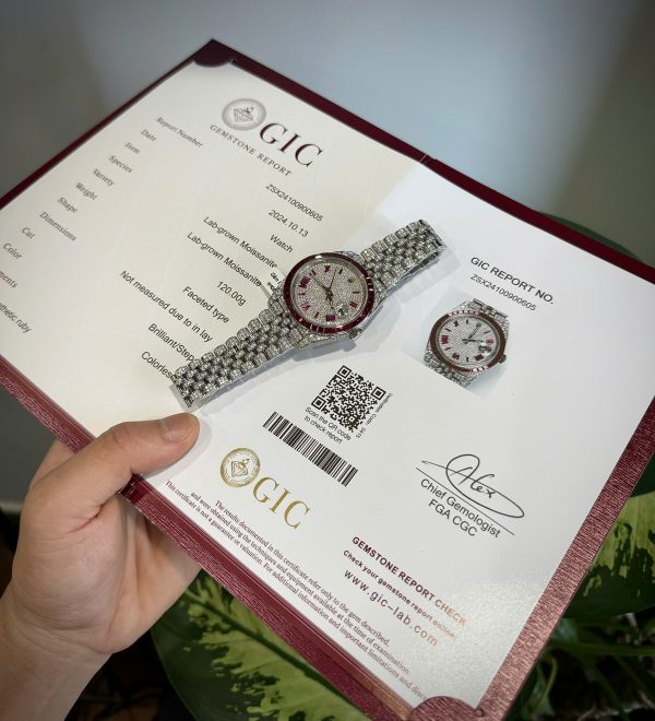 Rolex DateJust Best Replica Watch Ruby + Moissanite Diamonds Custom 41mm (2)