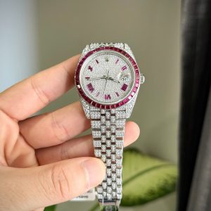 Rolex DateJust Best Replica Watch Ruby + Moissanite Diamonds Custom 41mm (2)