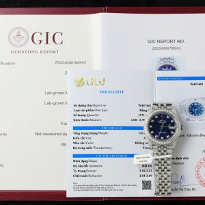 Rolex DateJust Blue Dial Replica Watch Custom Moissanite Diamonds 41mm (2)