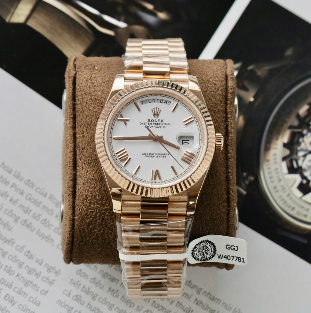 Rolex Day-Date Replica Watch White Dial Gold Wrapped GM Factory 40mm (2)