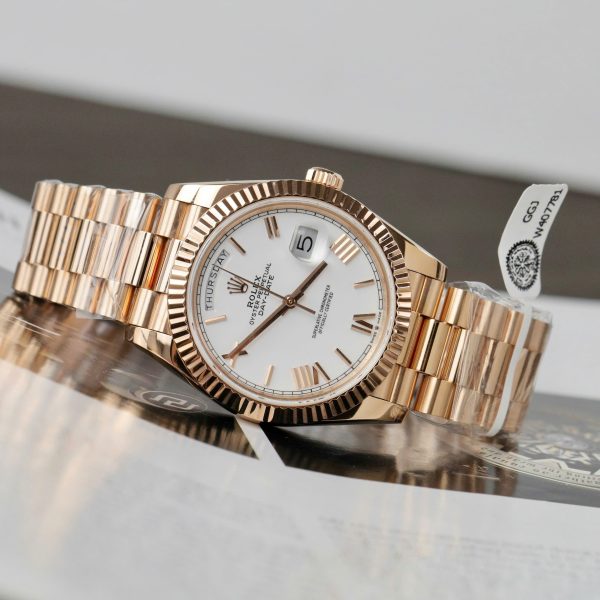 Rolex Day-Date Replica Watch White Dial Gold Wrapped GM Factory 40mm (2)