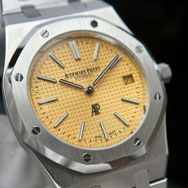 Audemars Piguet Royal Oak Jumbo Extra-thin 15202 Replica Watch Yellow Dial IP Factory 39mm (2)