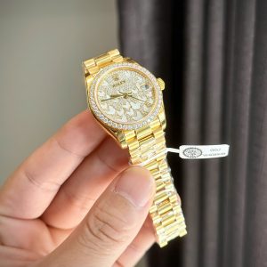 Rolex DateJust 278278 Dial Butterfly Replica Watch Gold Wrapped + Moissanite Diamonds 31mm (2)