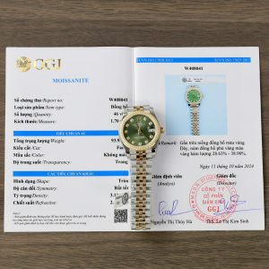 Rolex DateJust Best Replica Watch Green Dial Custom Gold Wrapped + Moissanite Diamond GMF 31mm (1)