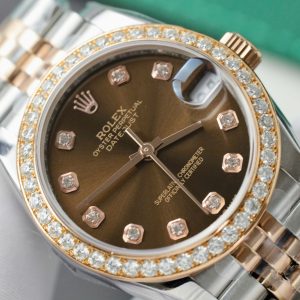 Rolex DateJust Replica Watch Chocolate Dial Custom Moissanite Diamonds 31mm (5)