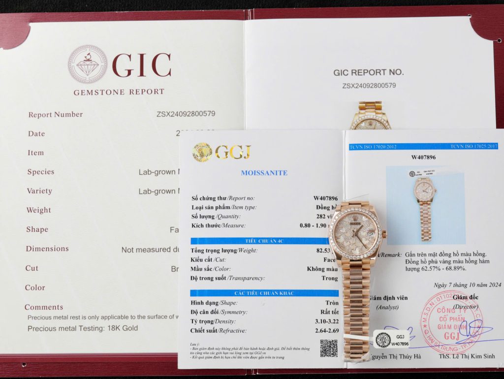 Rolex DateJust Womens Replica Watch Gold Wrapped + Moissanite Diamond Custom Hong Kong 31mm (2)