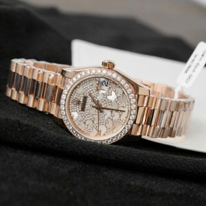 Rolex DateJust Womens Replica Watch Gold Wrapped + Moissanite Diamond Custom Hong Kong 31mm (2)