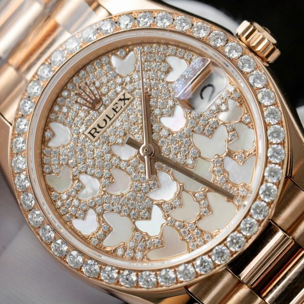 Rolex DateJust Womens Replica Watch Gold Wrapped + Moissanite Diamond Custom Hong Kong 31mm (2)