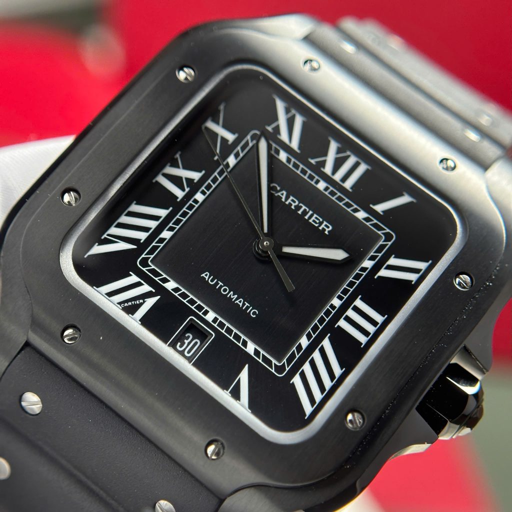 Cartier Santos Black Best Replica Watch Rubber Strap BV Factory 39 (2)