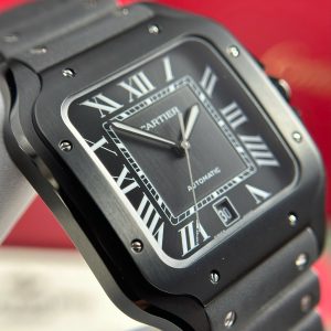 Cartier Santos Black Best Replica Watch Rubber Strap BV Factory 39 (2)