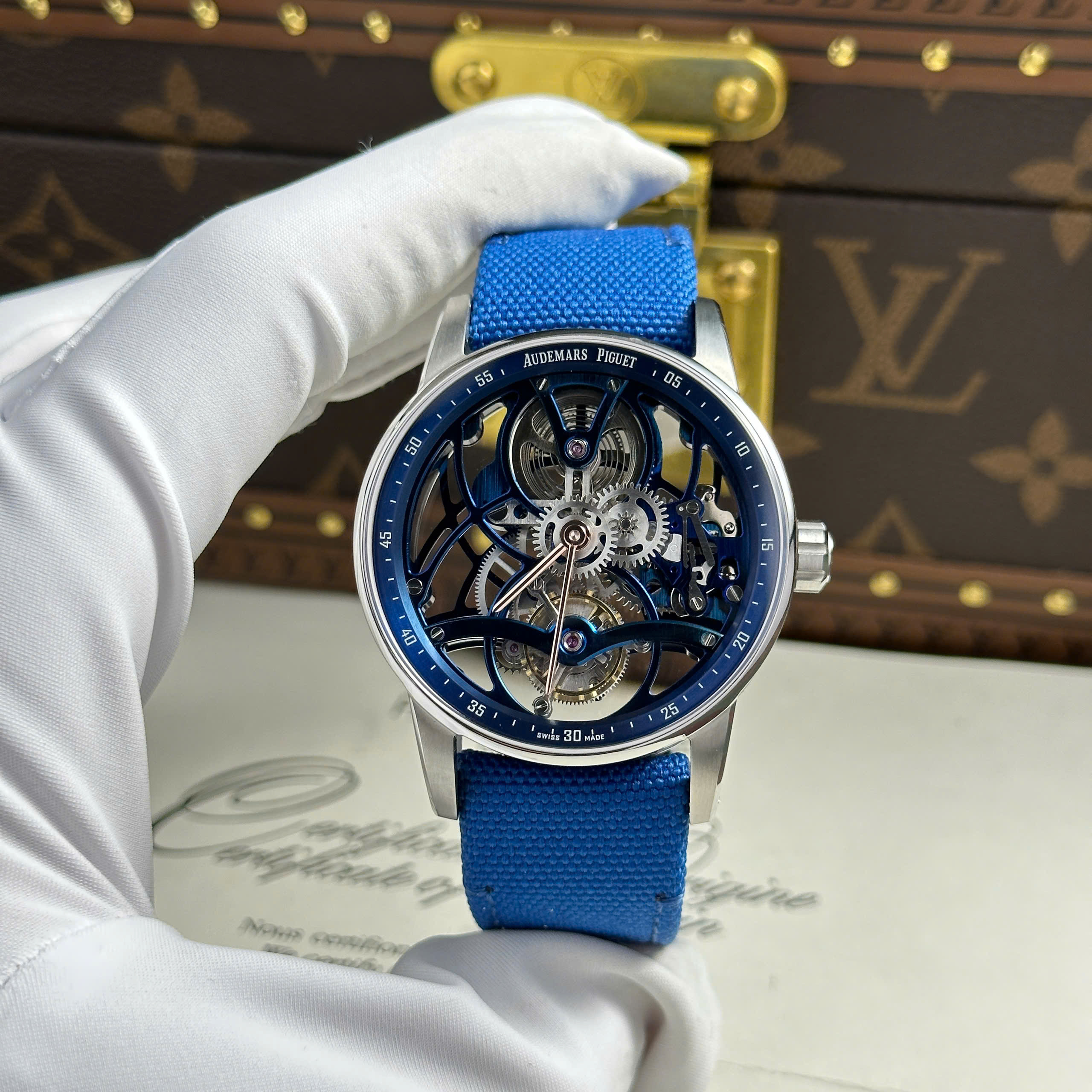 Audemars Piguet 26600 Tourbillon Openworked Replica 11 Watches Blue 41mm (2)