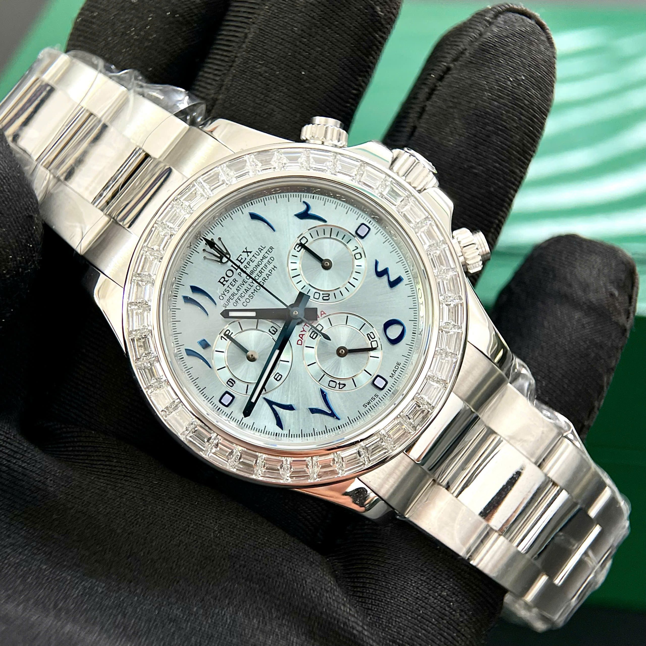 Rolex Cosmograph Daytona Best Replica Watch Custom 18K Solid White Gold + Natural Diamonds 40mm (11)